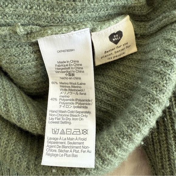 Madewell Olive Green Glenbrook Half-Zip Pullover Sweater Merino Wool Blend - Picture 9 of 9